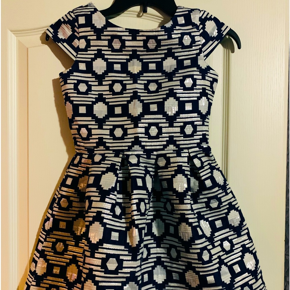 Girls Size 8 Navy & Silver Dress